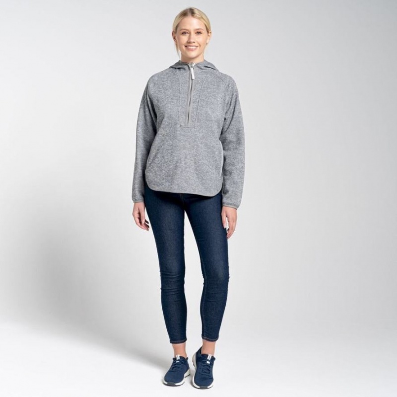 Sweat À Capuche Craghoppers Elena Half Zip Femme Grise | BMAG04172