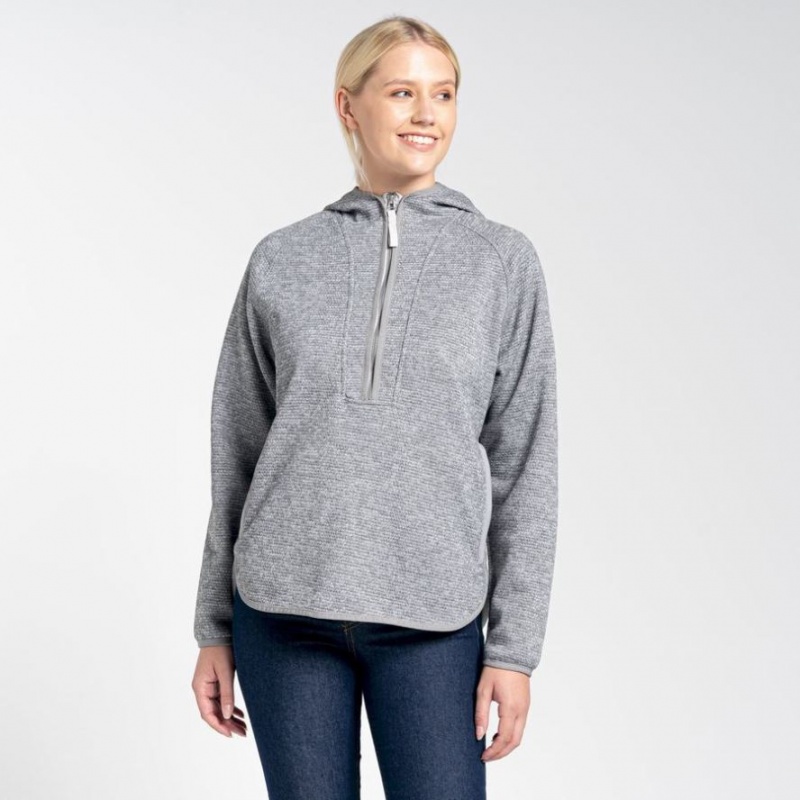 Sweat À Capuche Craghoppers Elena Half Zip Femme Grise | BMAG04172