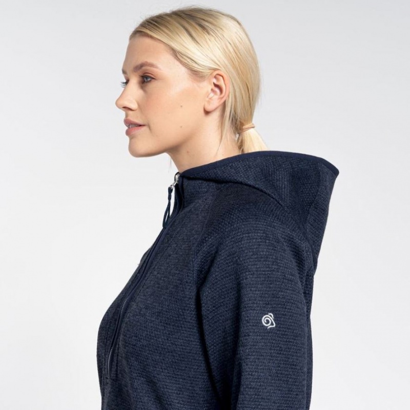 Sweat À Capuche Craghoppers Elena Half Zip Femme Bleu Marine | GULZ74523