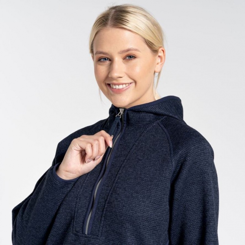 Sweat À Capuche Craghoppers Elena Half Zip Femme Bleu Marine | GULZ74523