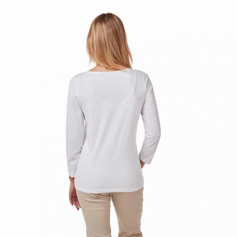 T Shirts Craghoppers Blanca 3/4 Sleeved Femme Blanche | GVTP71845