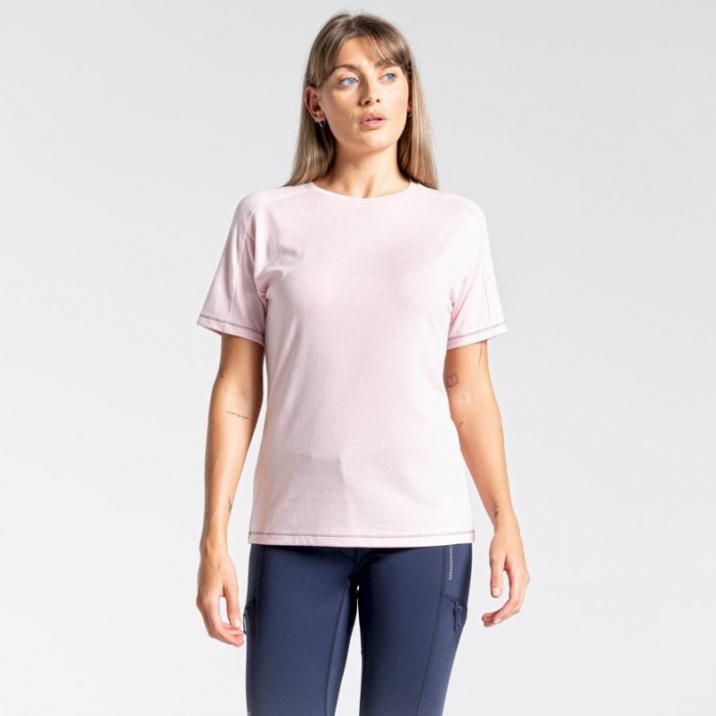 T Shirts Craghoppers Dynamic Corta Sleeve Femme Rose | YANR95841