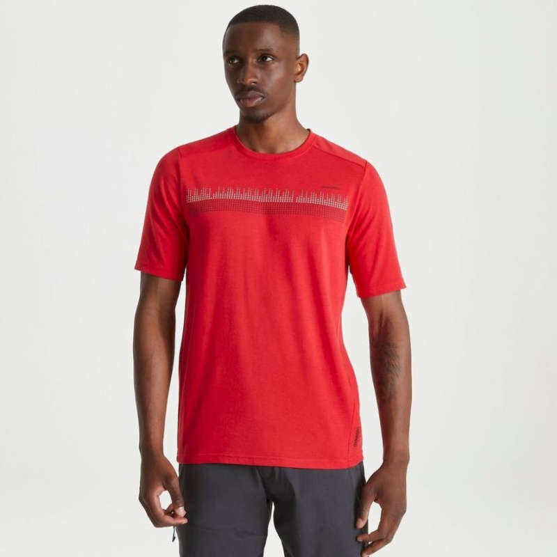 T Shirts Craghoppers Dynamic Corta Sleeve Sriracha Red Homme Rouge | LBAM76802