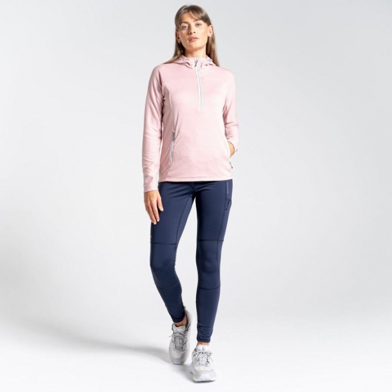 T Shirts Craghoppers Dynamic Encapuchonné Half Zip Femme Rose | FOYH81643