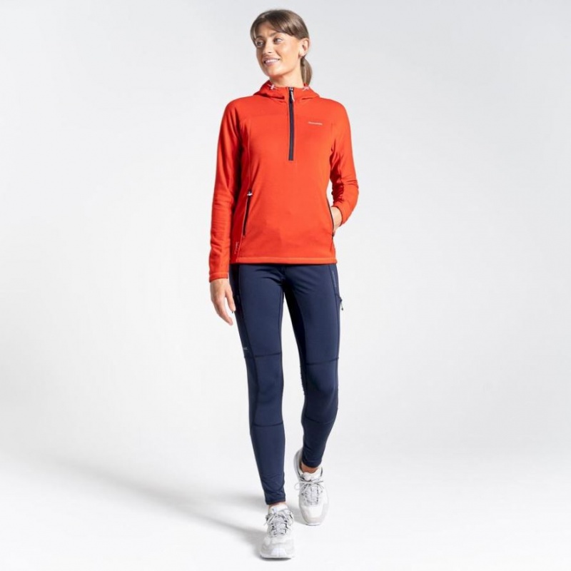 T Shirts Craghoppers Dynamic Encapuchonné Half Zip Femme Orange | LRAW40371