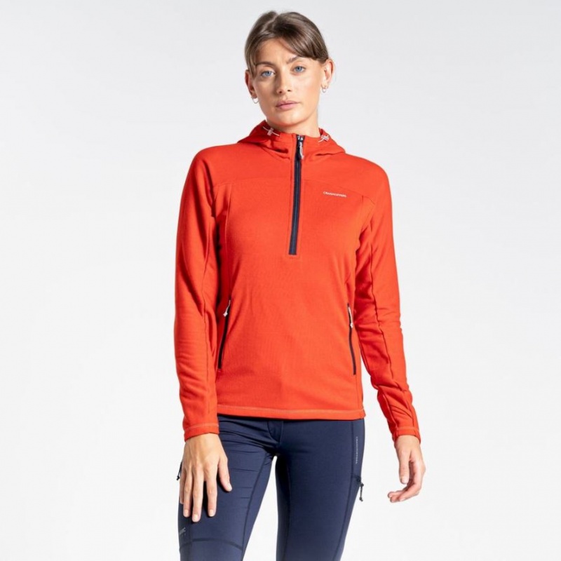 T Shirts Craghoppers Dynamic Encapuchonné Half Zip Femme Orange | LRAW40371