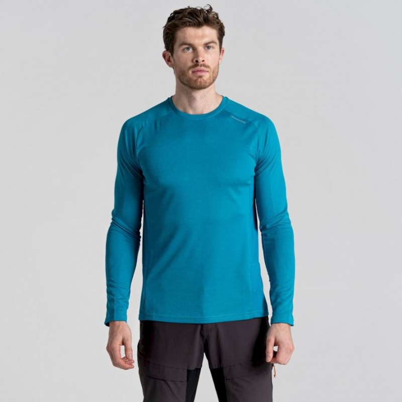 T Shirts Craghoppers Dynamic Pro Long Sleeve Homme Bleu | WTLU63145