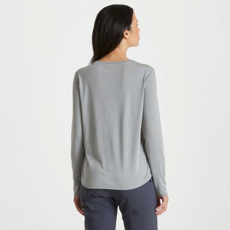 T Shirts Craghoppers First Layer Long Sleeve Femme Grise | OYZH36271