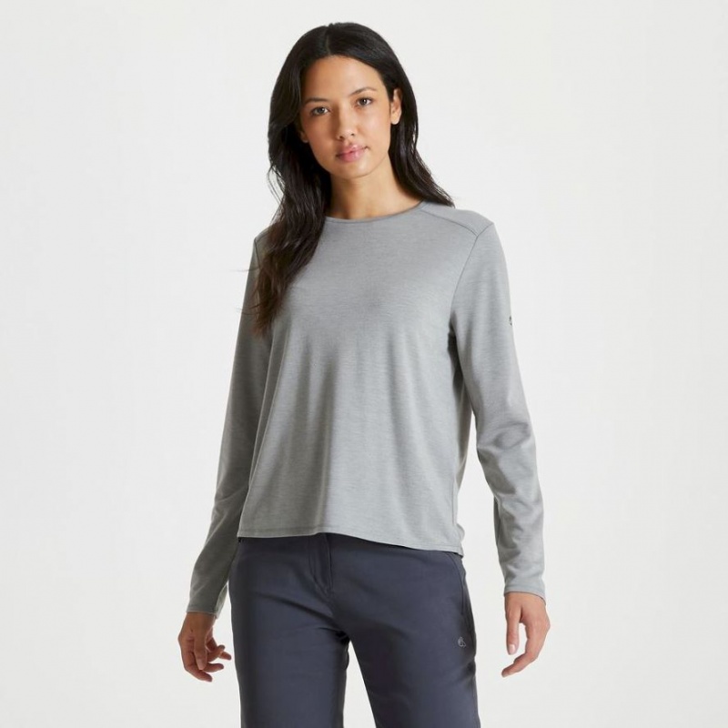 T Shirts Craghoppers First Layer Long Sleeve Femme Grise | OYZH36271