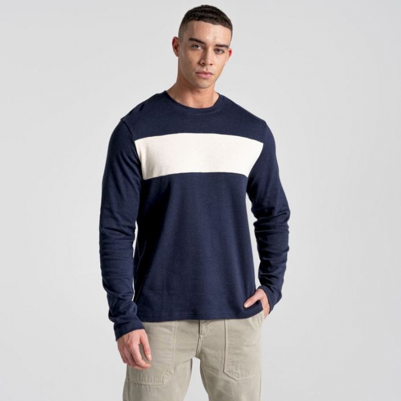 T Shirts Craghoppers Latherton Long Sleeve Homme Bleu Marine | KRPA25067