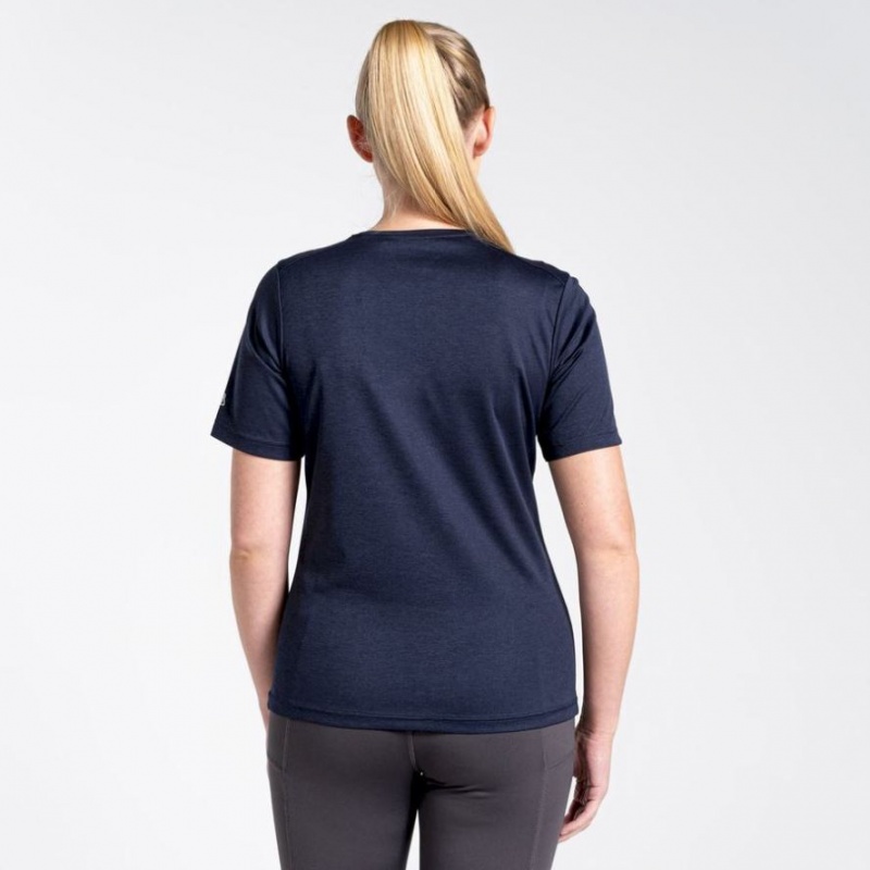 T Shirts Craghoppers NosiLife Candella Corta Sleeve Femme Bleu Marine | DZVB21547