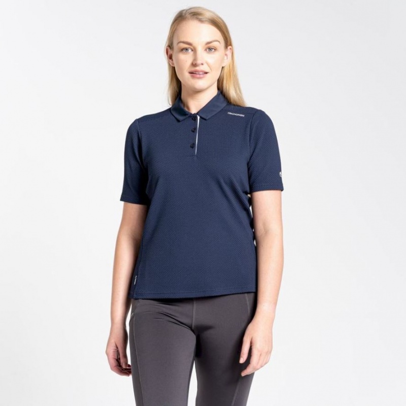 T Shirts Craghoppers NosiLife Corta Sleeve Polo Femme Bleu Marine | ZJNT17489