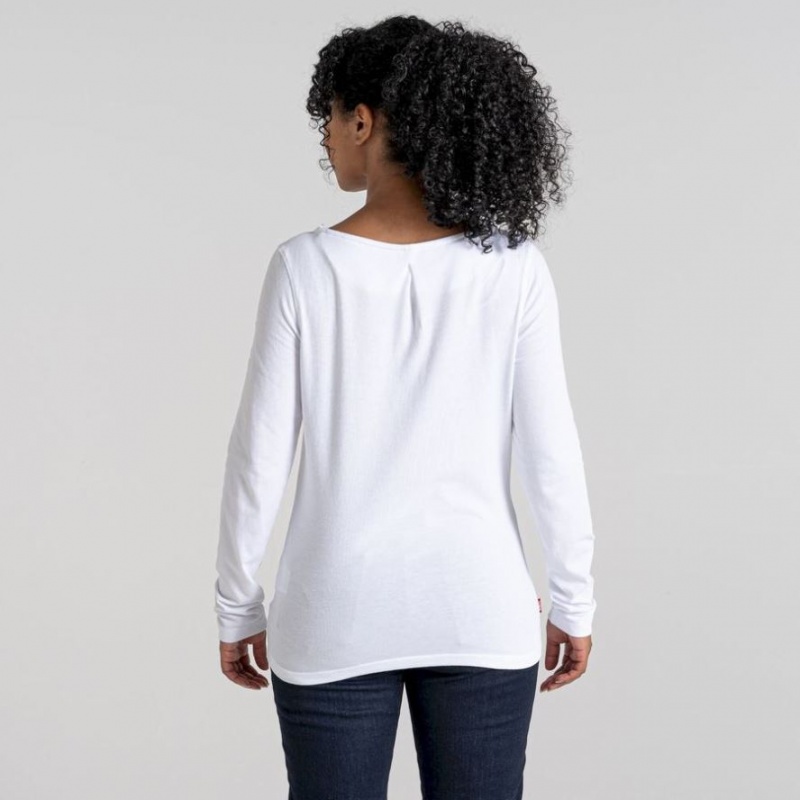 T Shirts Craghoppers NosiLife Erin Long Sleeve Femme Blanche | VMZD27890