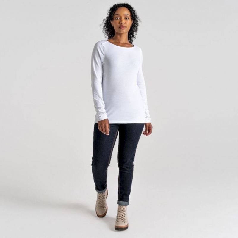 T Shirts Craghoppers NosiLife Erin Long Sleeve Femme Blanche | VMZD27890