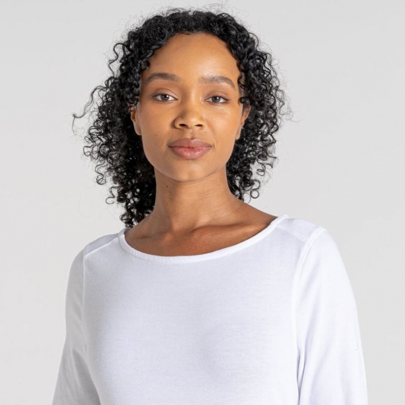 T Shirts Craghoppers NosiLife Erin Long Sleeve Femme Blanche | VMZD27890