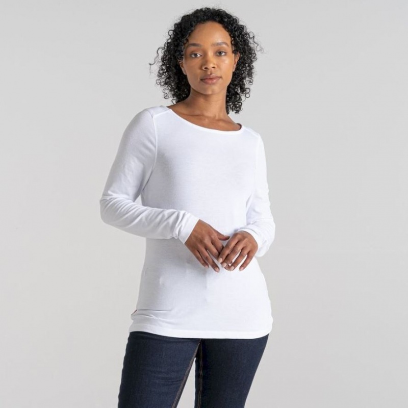 T Shirts Craghoppers NosiLife Erin Long Sleeve Femme Blanche | VMZD27890