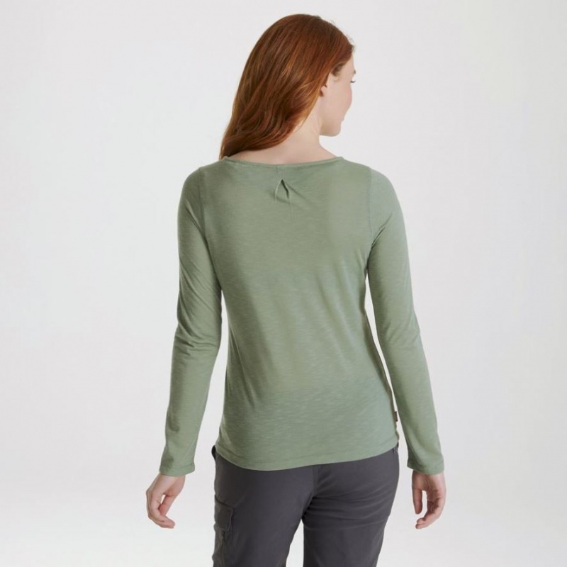 T Shirts Craghoppers NosiLife Erin Long Sleeve Femme Vert Olive | TGEA69470