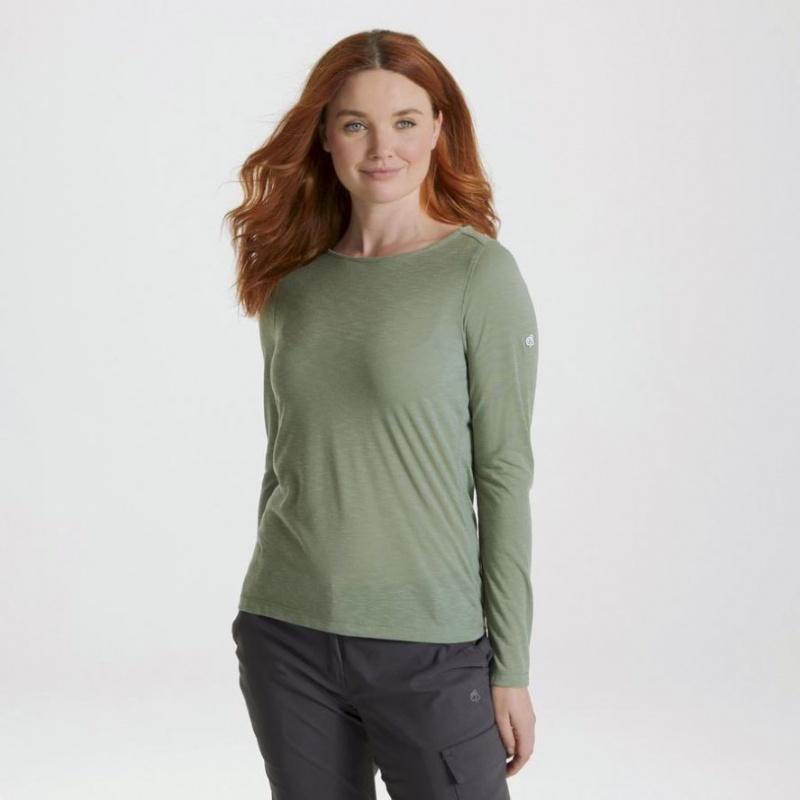 T Shirts Craghoppers NosiLife Erin Long Sleeve Femme Vert Olive | TGEA69470