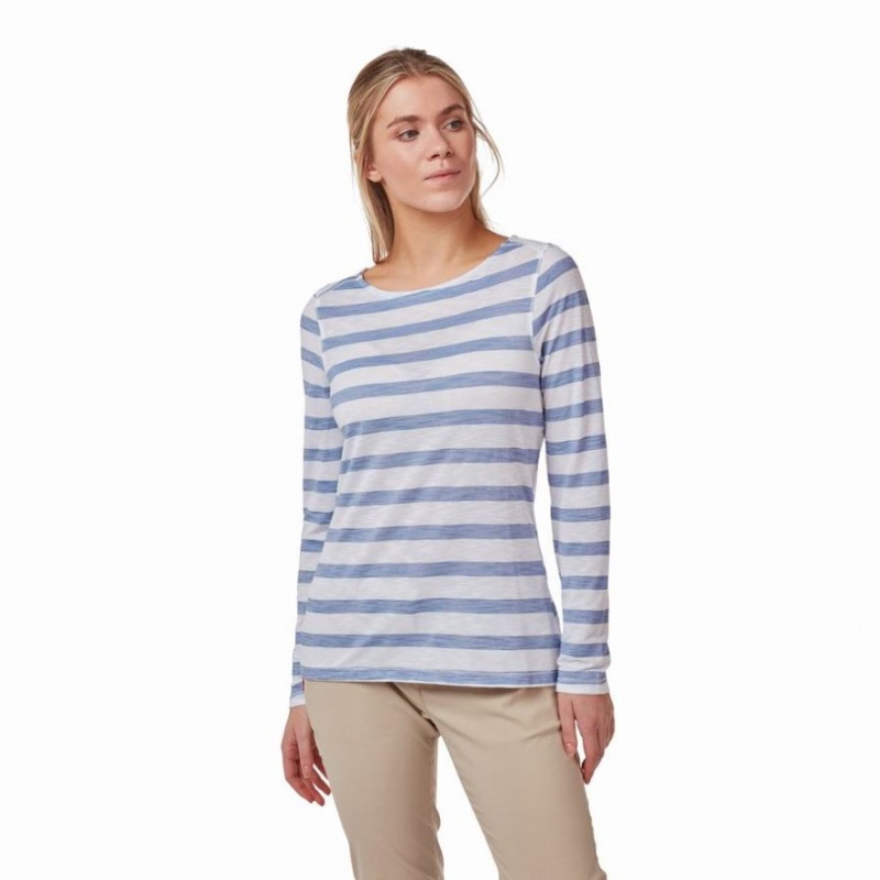 T Shirts Craghoppers NosiLife Erin Long Sleeve Femme Bleu | NAWT27360