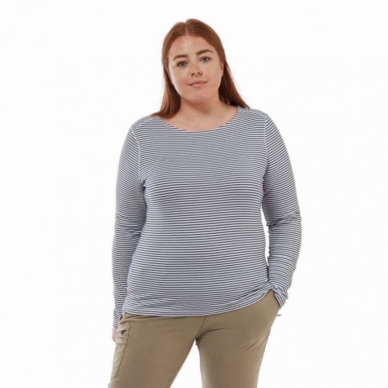 T Shirts Craghoppers NosiLife Erin Long Sleeve Femme Bleu Marine | QEDJ58210