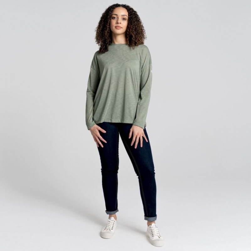 T Shirts Craghoppers NosiLife Sami Long Sleeve Femme Vert Olive | WKMQ09617