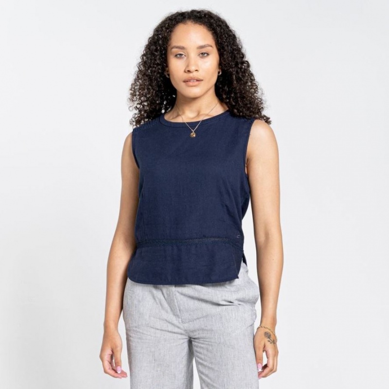 T Shirts Craghoppers Nosibotanical Bonita Vest Femme Bleu Marine | ESQH01924