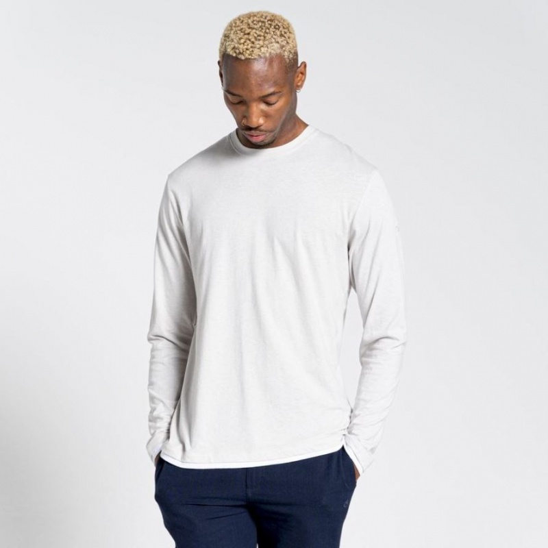 T Shirts Craghoppers Nosibotanical Coulter Long Sleeve Homme Blanche | WAGB49780