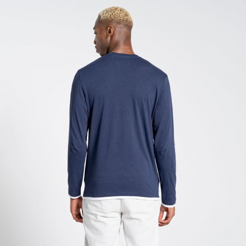 T Shirts Craghoppers Nosibotanical Coulter Long Sleeve Homme Bleu Marine | GALI67509