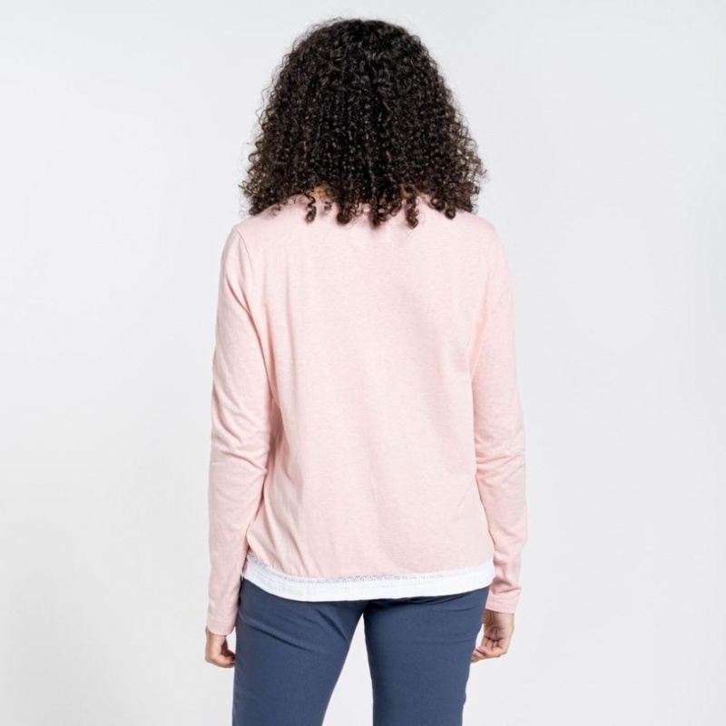 T Shirts Craghoppers Nosibotanical Magnolia Long Sleeve Femme Rose | NFTR94217