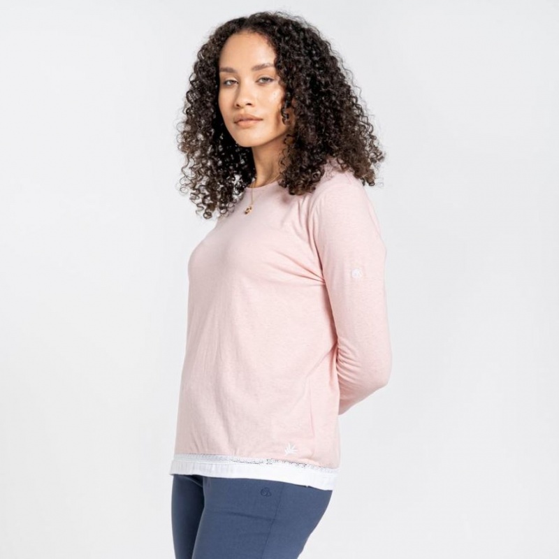 T Shirts Craghoppers Nosibotanical Magnolia Long Sleeve Femme Rose | NFTR94217