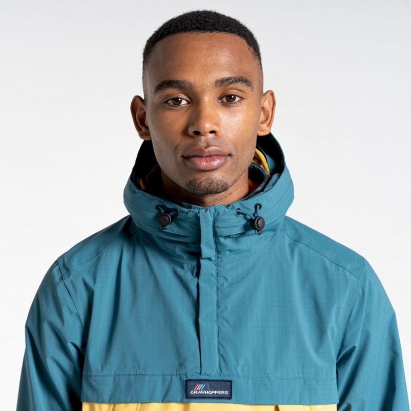 Veste Imperméable Craghoppers Anderson Cagoule Homme Turquoise Jaune | EAGL41678