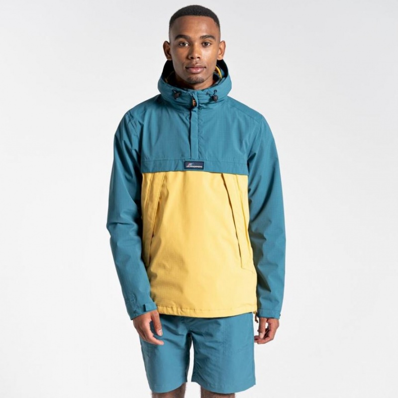 Veste Imperméable Craghoppers Anderson Cagoule Homme Turquoise Jaune | EAGL41678