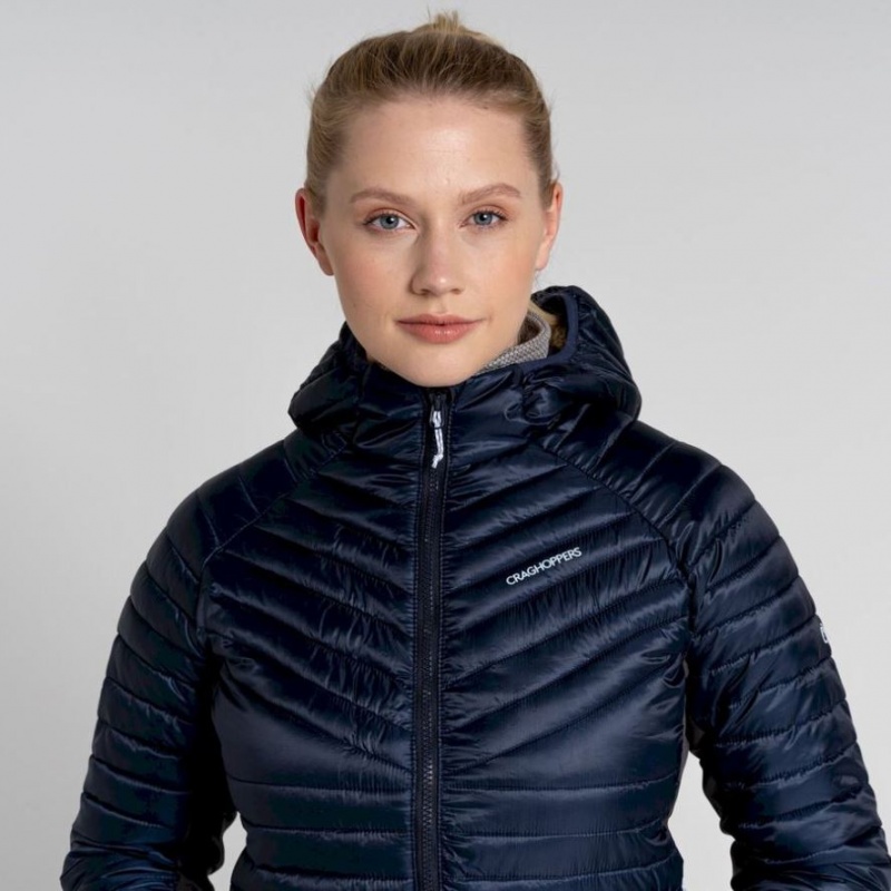 Vestes Isolées Craghoppers ExpoLite Encapuchonné Femme Bleu Marine | JSEP98547