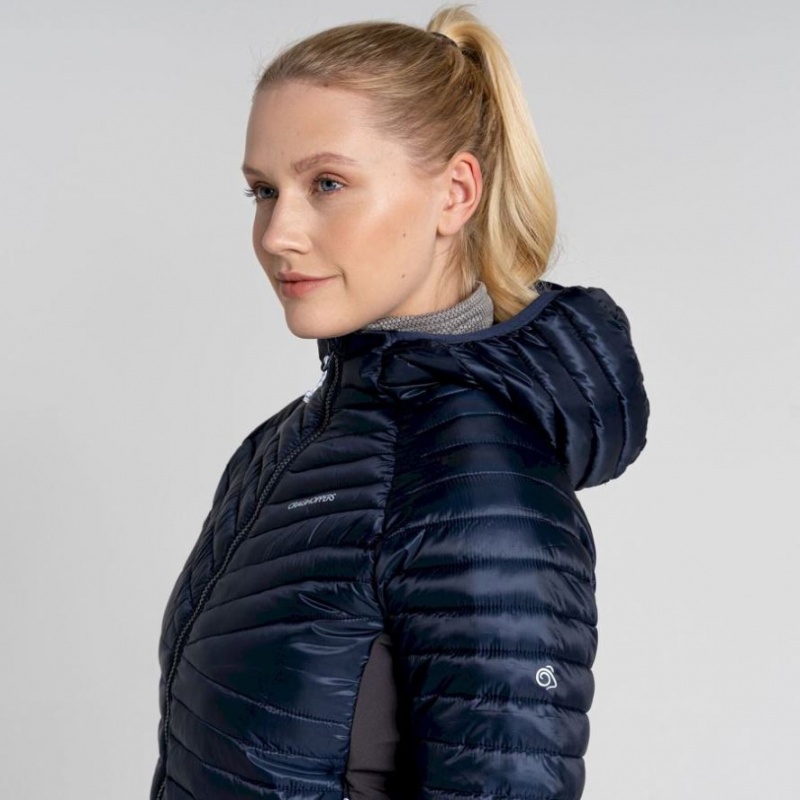 Vestes Isolées Craghoppers ExpoLite Encapuchonné Femme Bleu Marine | JSEP98547